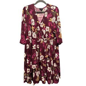 Torrid Women’s Size 2 Burgundy Floral Dress Plus Size Romantic Y2K Style Cottage